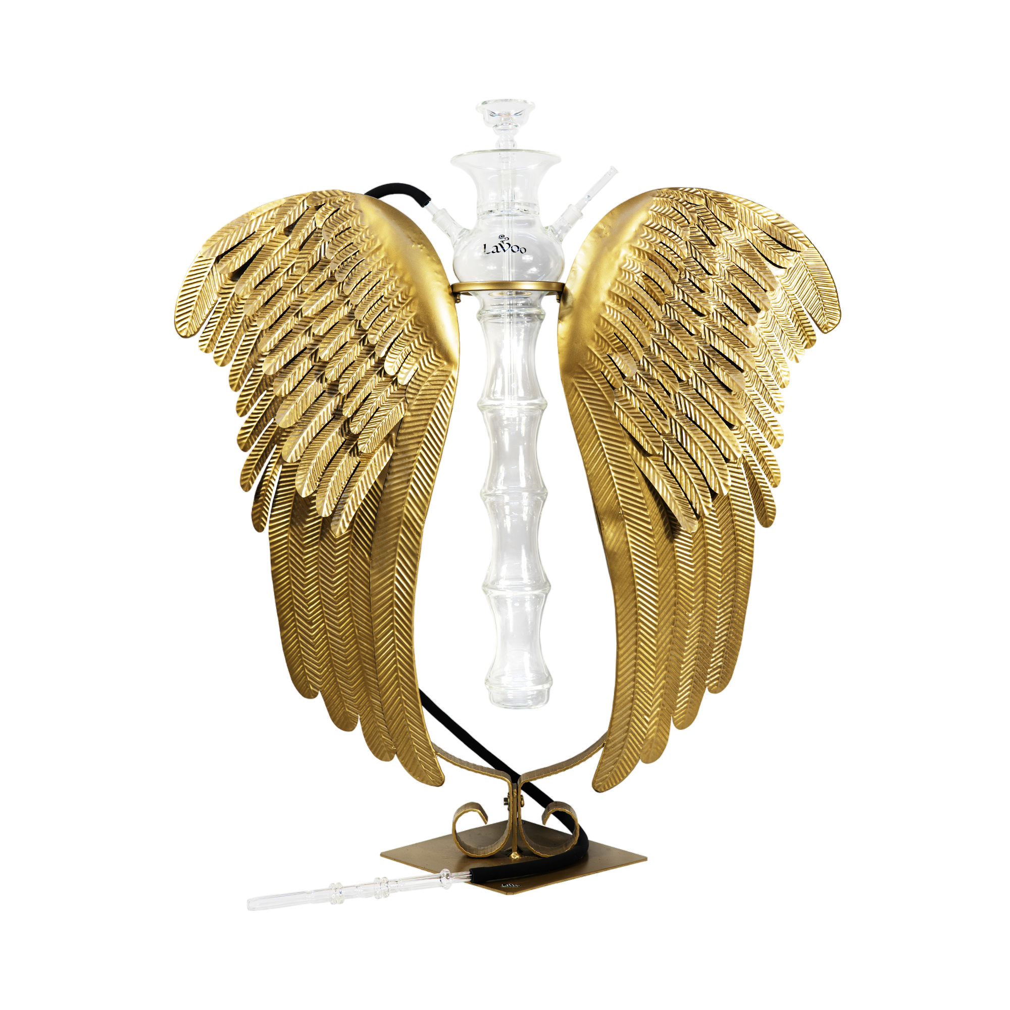 Lavoo ArchAngel Hookah with Handblown Glass and Rustic Wing Stand - Lavoo