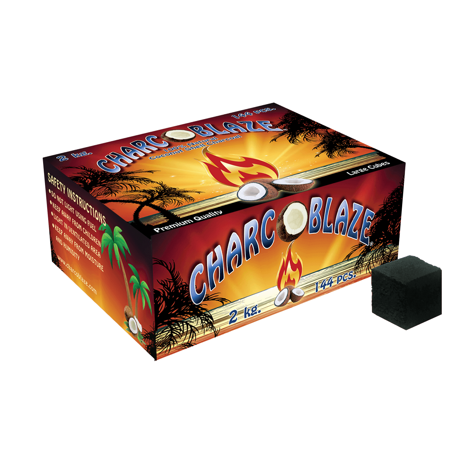 Charcoblaze Hookah Charcoal Cubes - 144pcs (2kg) - Lavoo