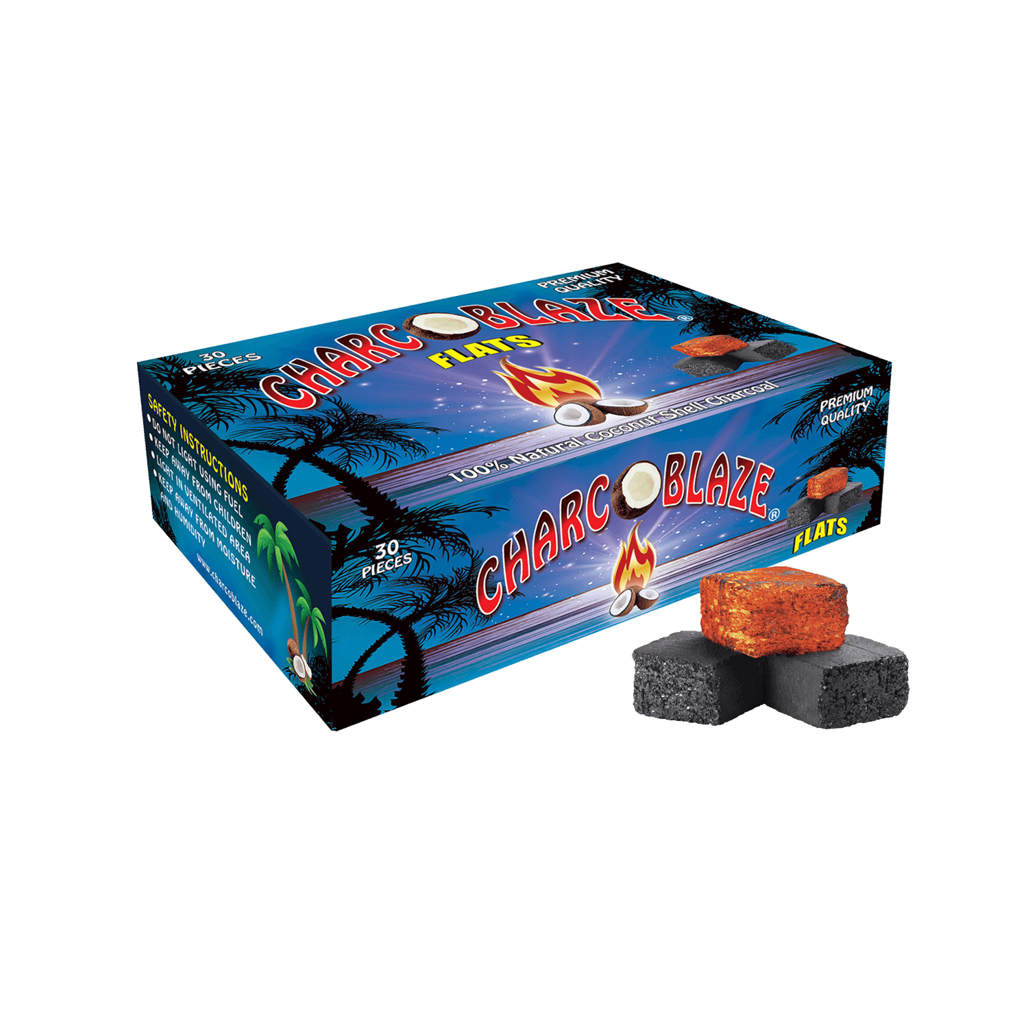 Charcoblaze Hookah Charcoal Flats - 30pcs - Lavoo
