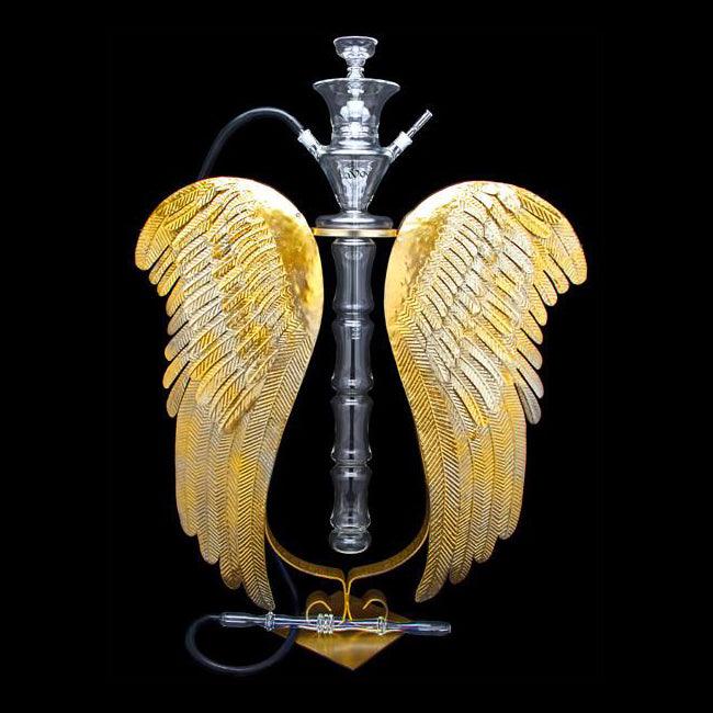 Lavoo ArchAngel Hookah with Handblown Glass and Rustic Wing Stand - Lavoo